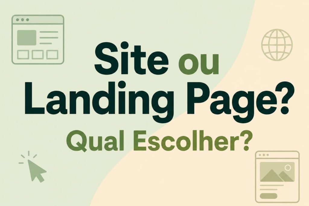 Comparação entre diferenças entre site e landing page para estratégias de marketing digital.
